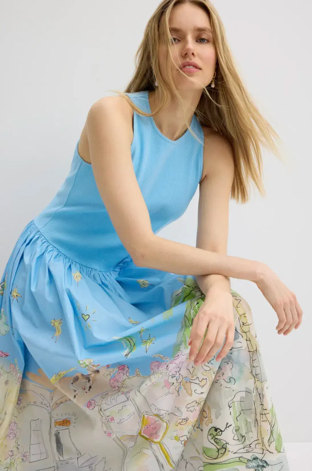 Alemais Anouk Tank Midi Dress Blue Print Size 14 - Image 5