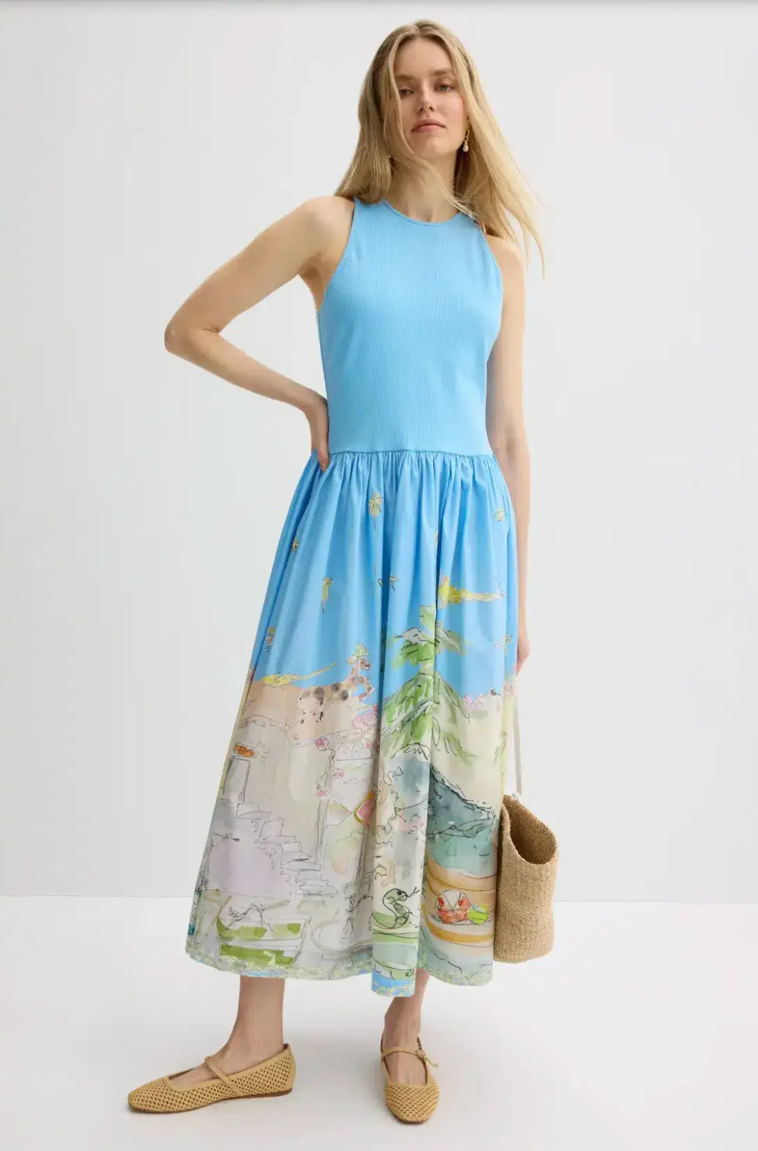 Alemais Anouk Tank Midi Dress Blue Print Size 14 - Image 4