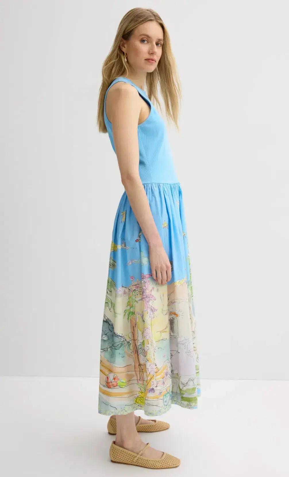 Alemais Anouk Tank Midi Dress Blue Print Size 14 - Image 2