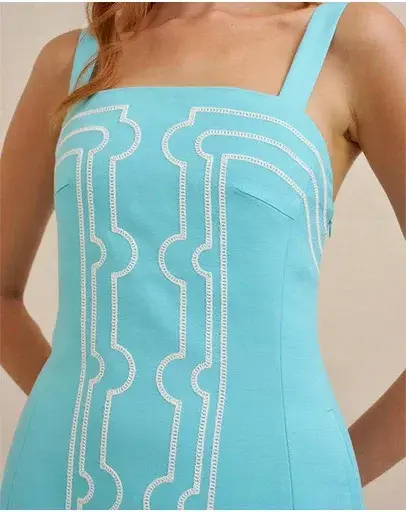 By Johnny Oasis Shift Mini Dress Aqua Blue Size 12 - Image 4