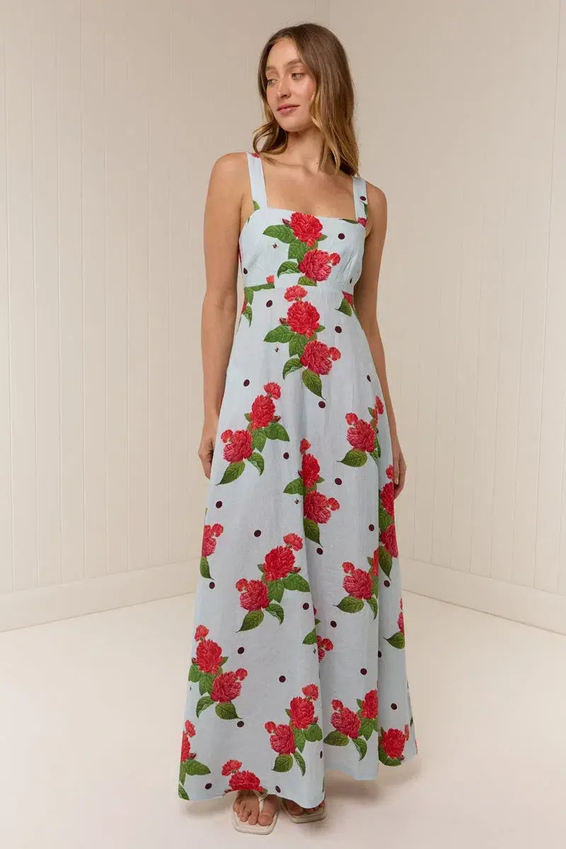Palm Noosa Belle Maxi Dress Sky Garden Blue Size 8 - Image 1