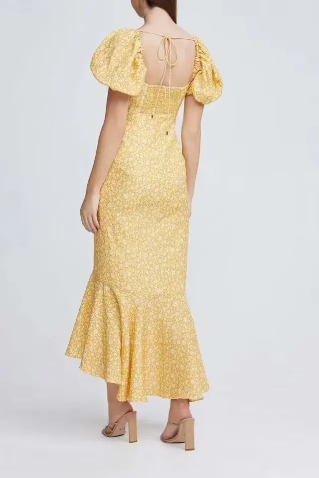 Significant Other Jacinta Midi Dress Champagne Pansy Size XS / AU 6 for rent on The Volte - main image