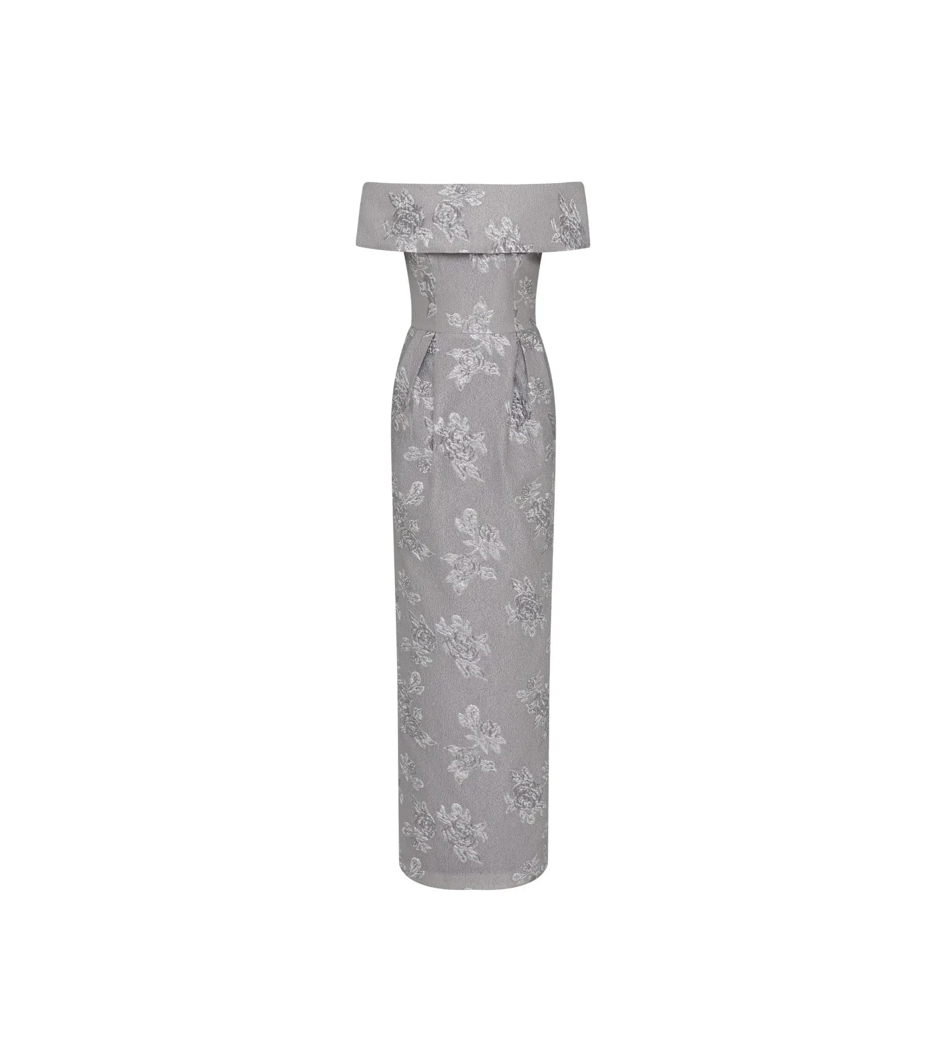 Rebecca Vallance Ruth Off The Shoulder Gown Maxi Dress in Silver Size AU 8 - Image 4