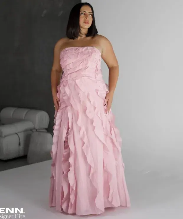 Aje Allairie Strapless Gown Chalk Pink Size 8 for rent on The Volte - main image