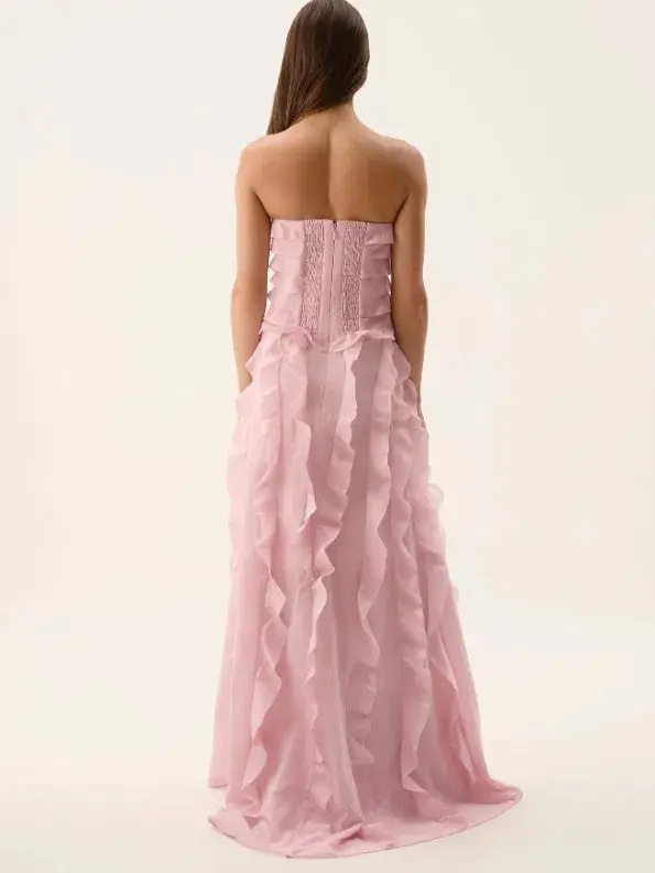 Aje Allairie Strapless Gown Chalk Pink Size 8 for rent on The Volte - main image