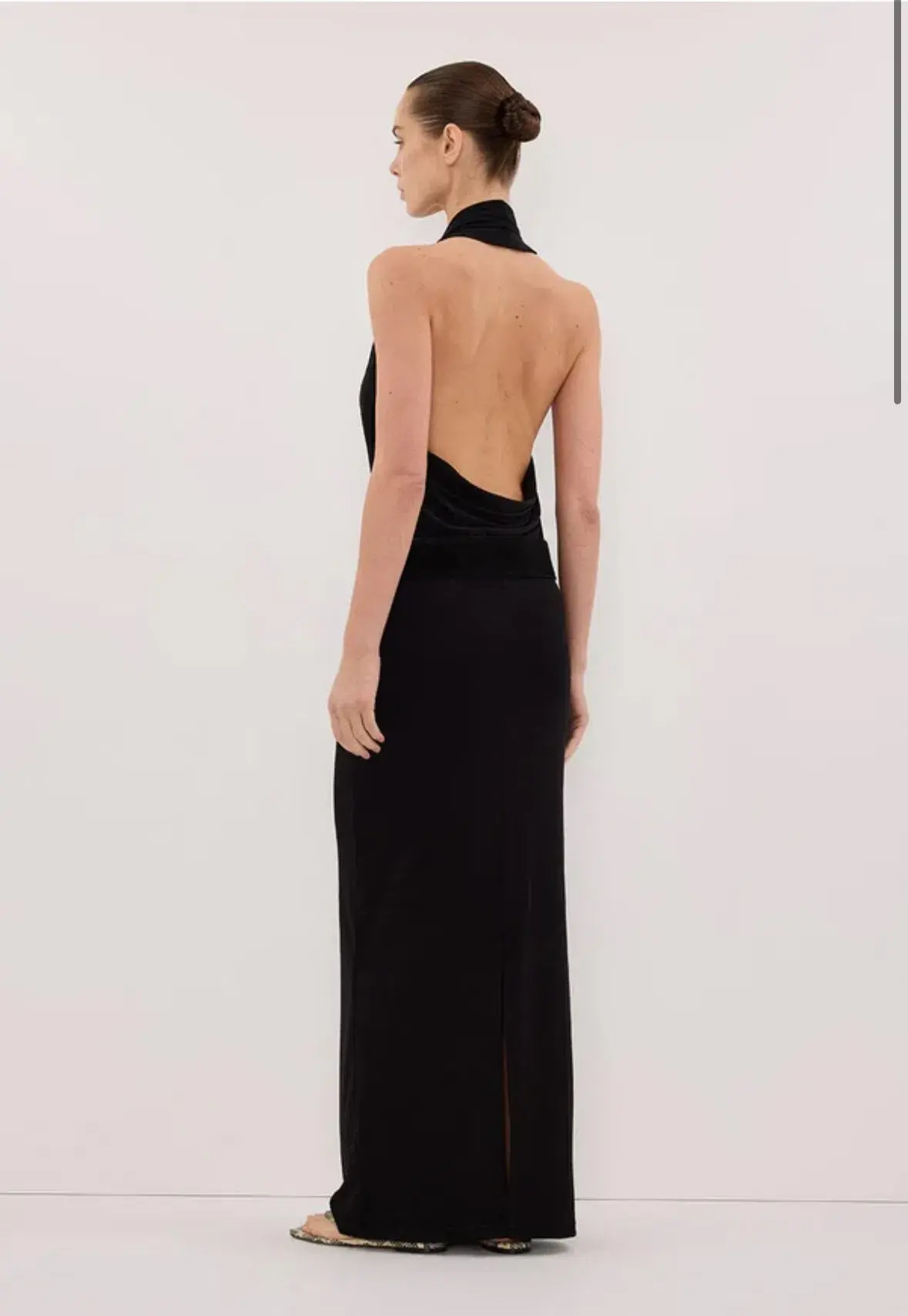 FELICITY BLACK SLEEVELESS HALTER MIDI DRESS SIZE M - Image 4