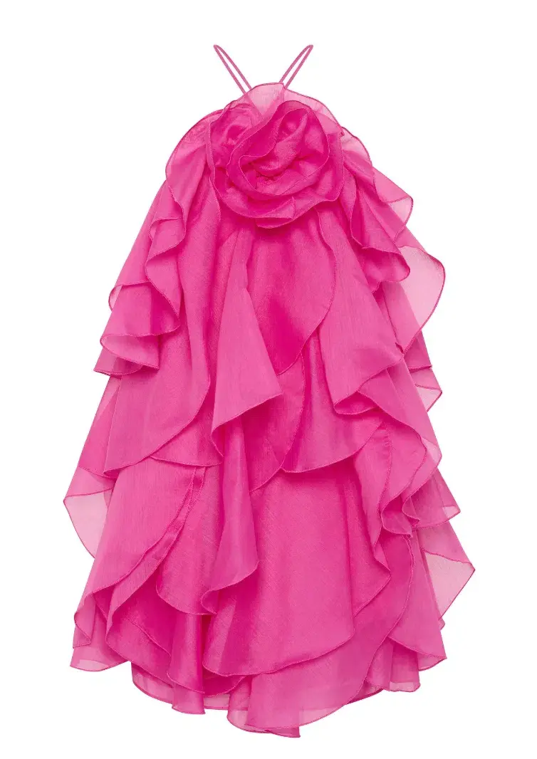 Aje, Pandorea Layered Mini Dress, Fuchsia rose, Size 6  - Image 1