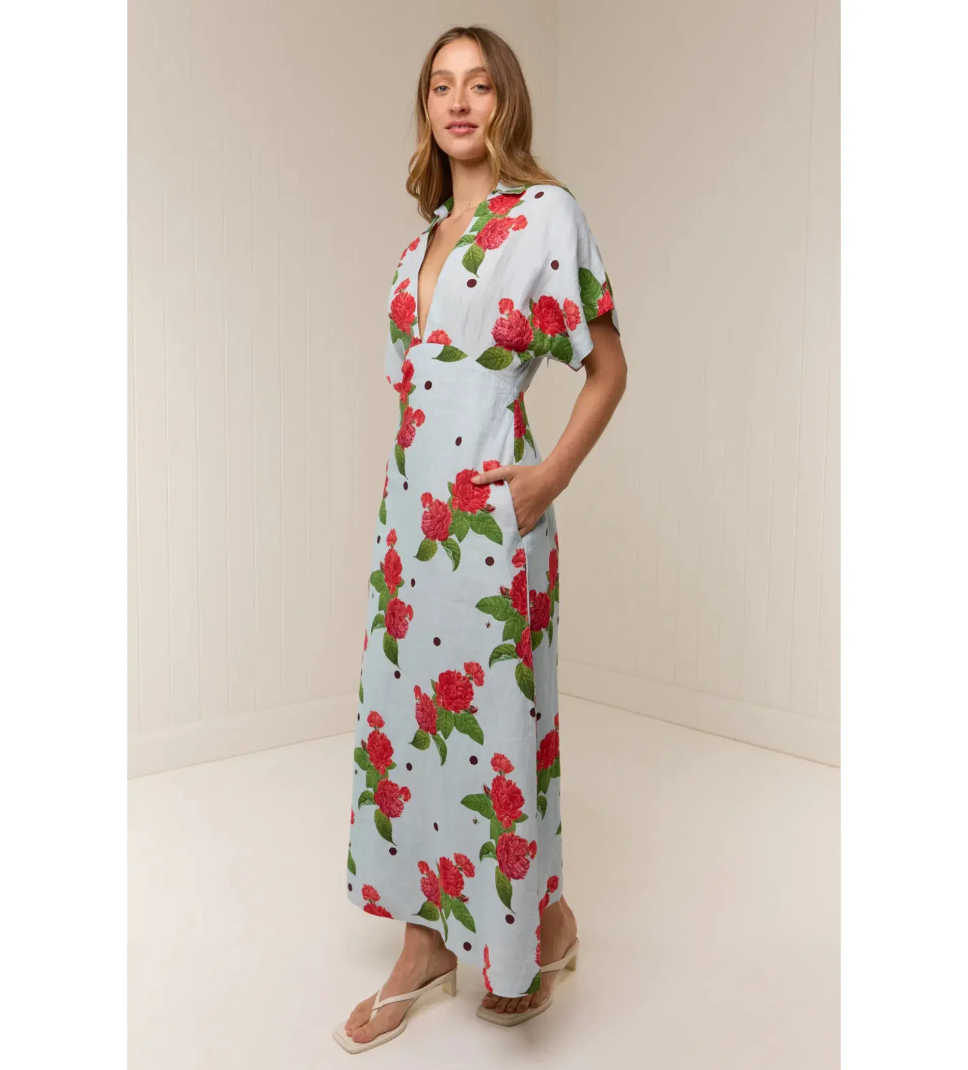 Palm Noosa Jasmine Maxi Dress in Sky Garden Print Size AU 10 - Image 1