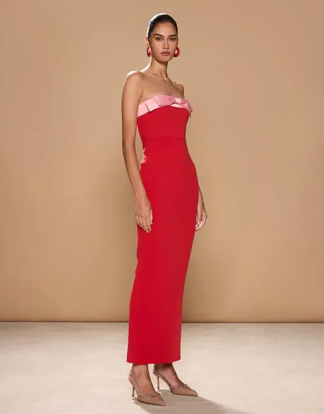 Sonya Moda Ivrea Ribbon Maxi Dress Lola Red Size S/AU 8 for rent on The Volte - main image