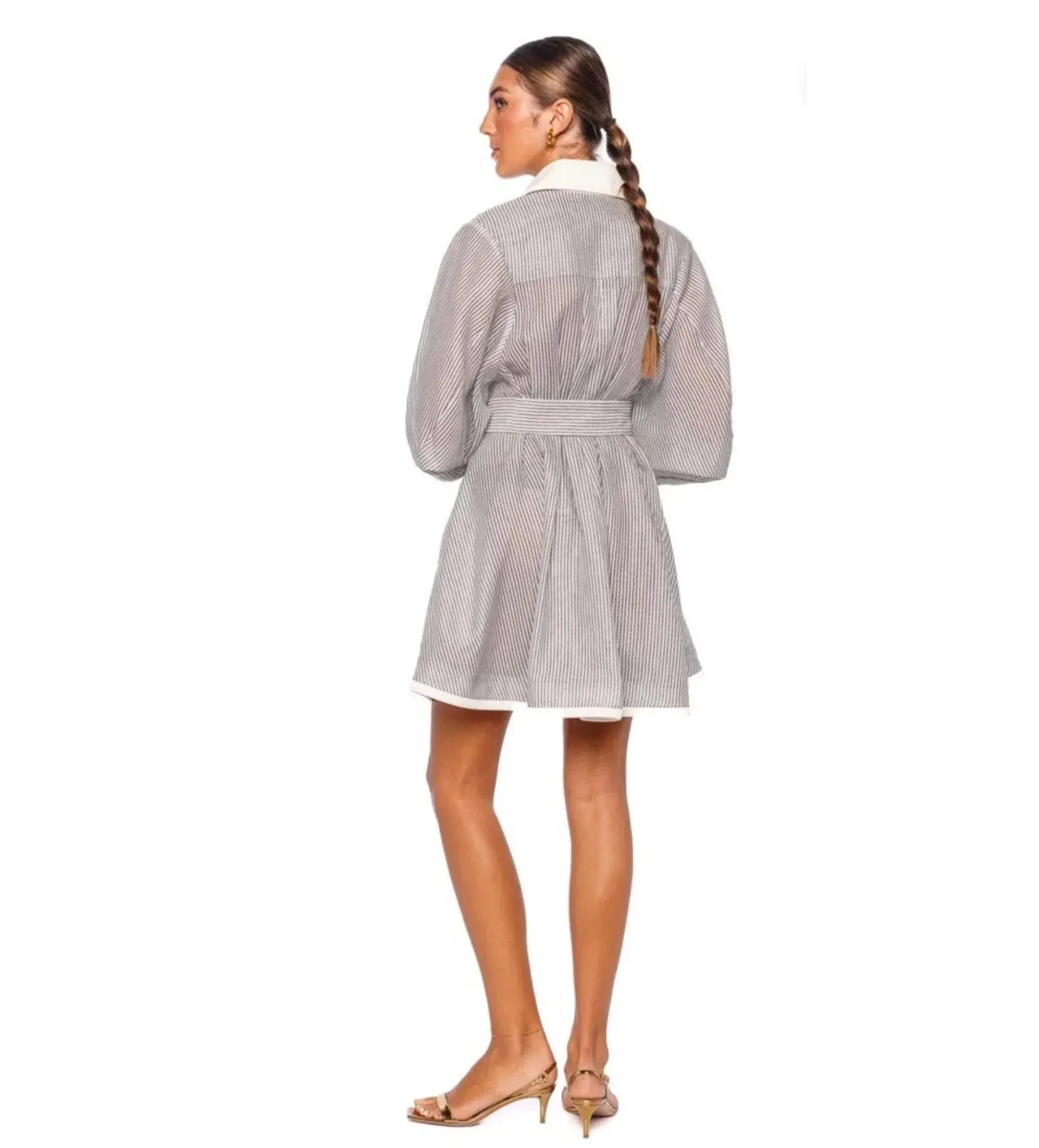 Zimmermann Hypnotic Tuck Mini Dress Stripes Size 1/ AU10 - Image 3