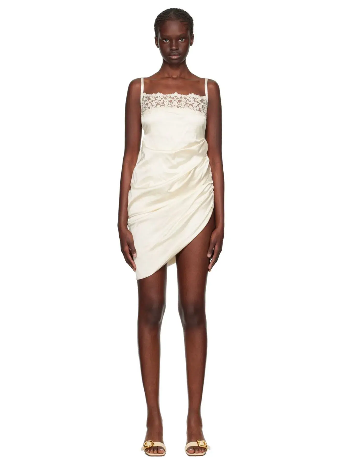Jacquemus La Saudade Brodée Mini Dress in Off White Size 36 / AU 8 - Image 1