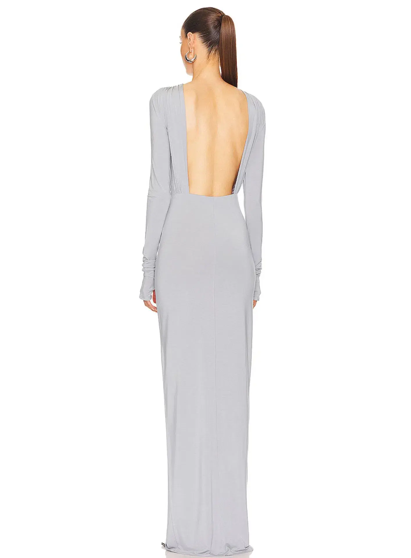 Helsa Jersey Backless Maxi Dress in Dove Grey Size 8 - Image 3