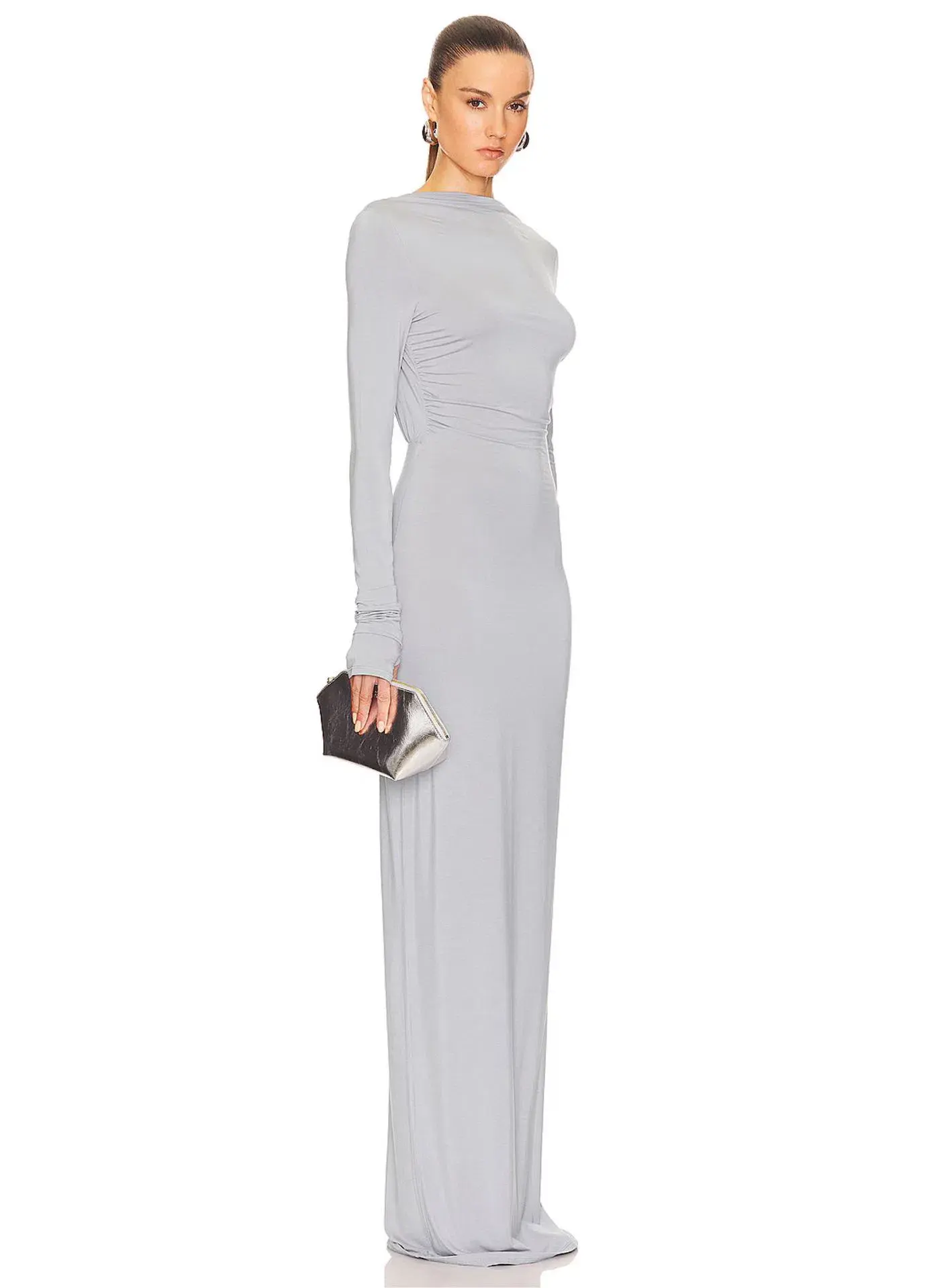 Helsa Jersey Backless Maxi Dress in Dove Grey Size 8 - Image 2