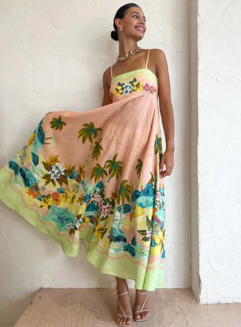 Alemais Mermaid Point Sundress In Guava Size 8 - Image 1