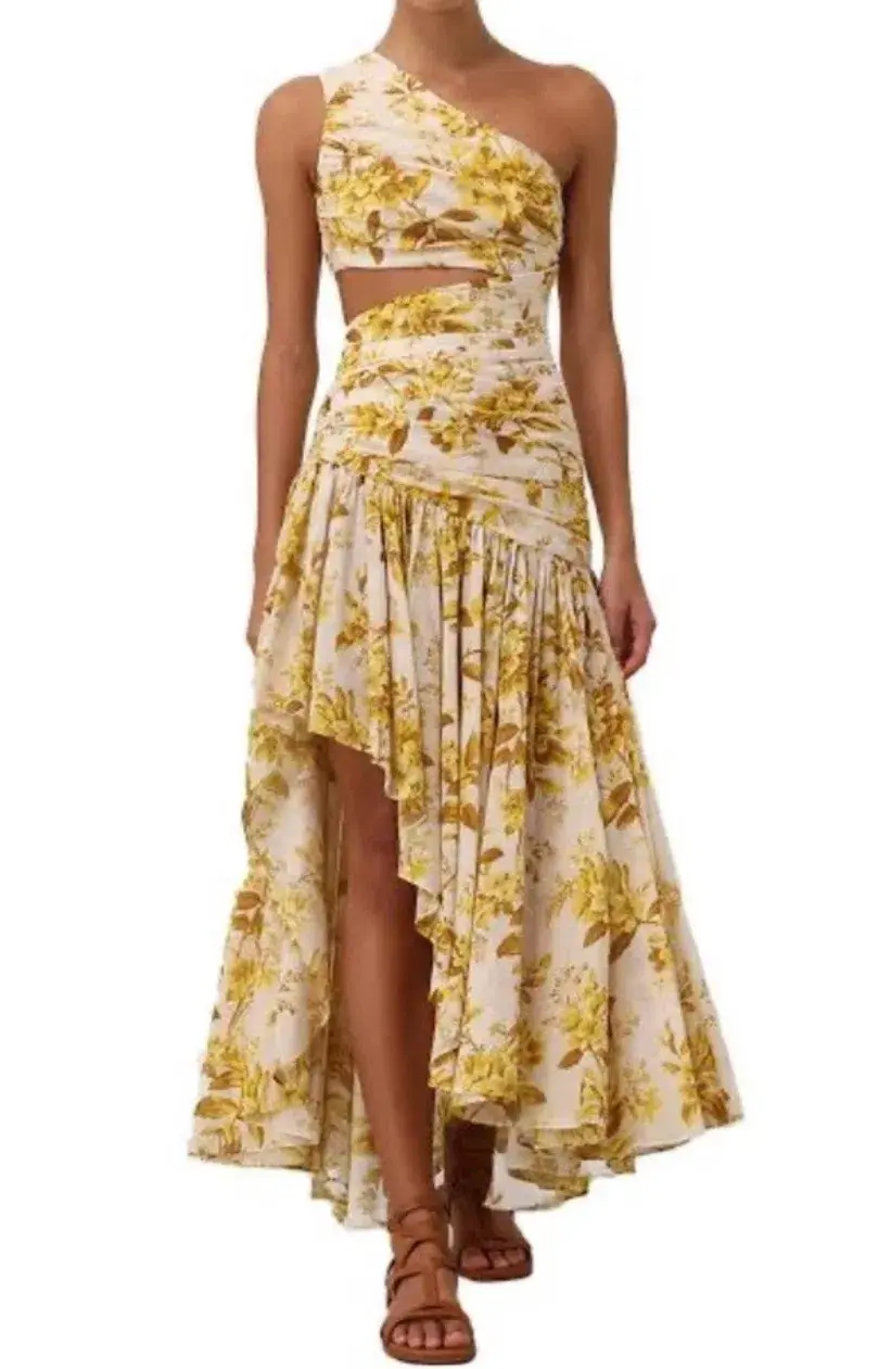 Zimmermann Golden Asymmetric Maxi Dress size 3 (12-14) - Image 2