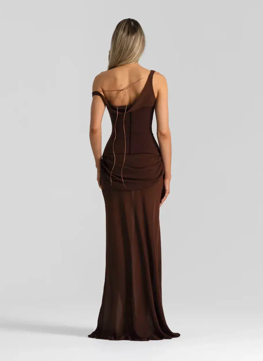Natalie Rolt Cadence Maxi Gown Brown Size 8  - Image 4