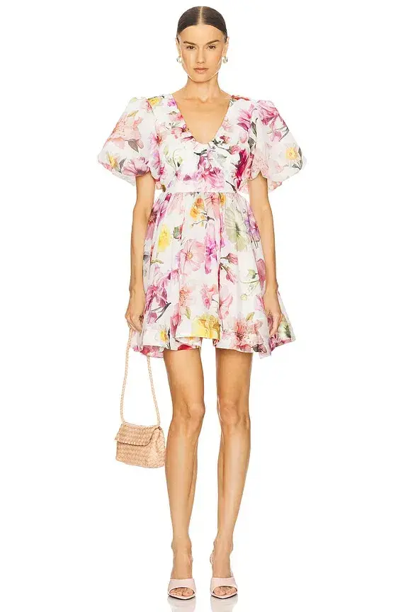 Aje Fleur Mini Dress Collage Floral Size 6 - Image 1
