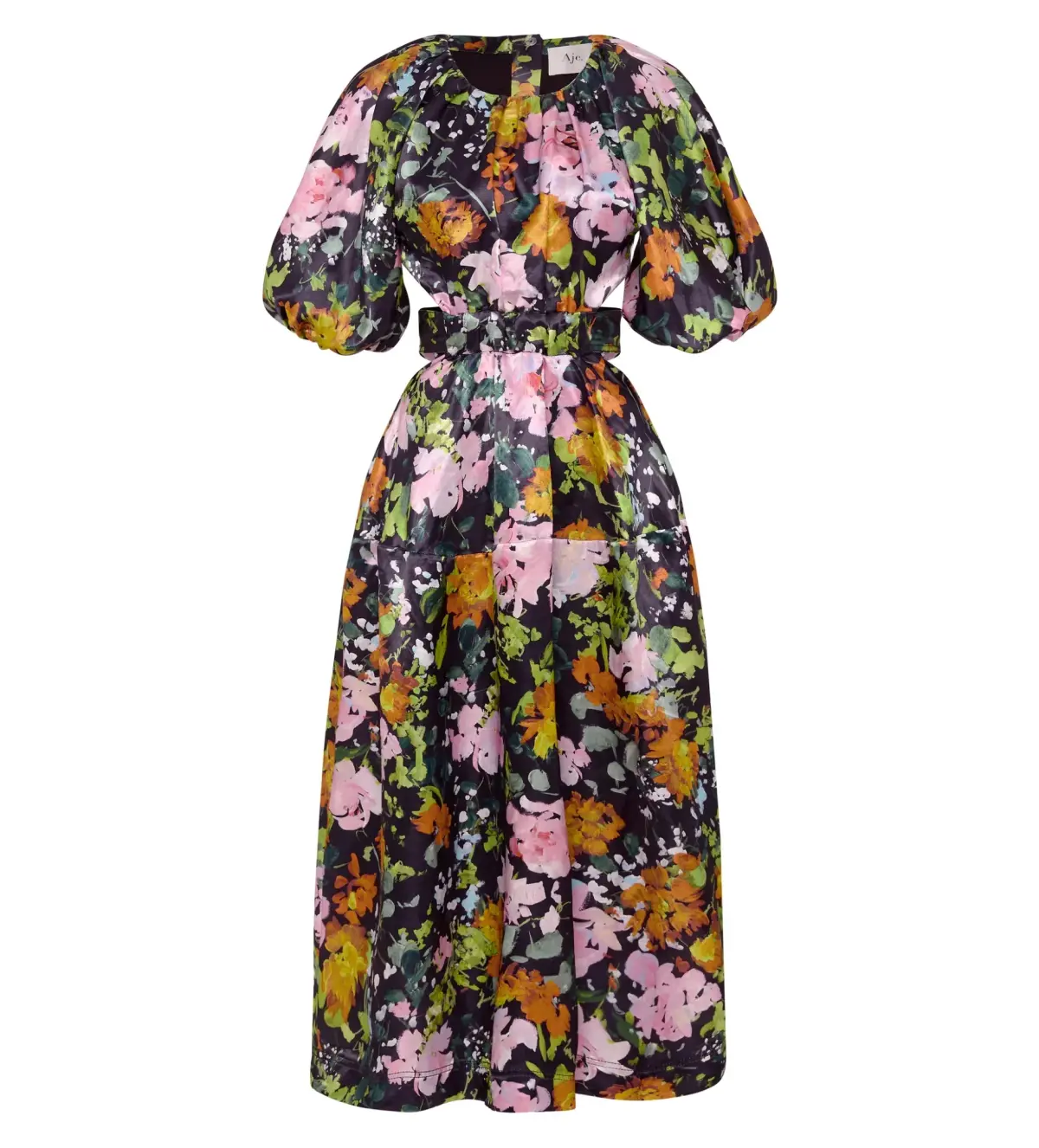 Aje Mimosa Cutout Midi Dress in Midnight floral Size S AU 8 - Image 5