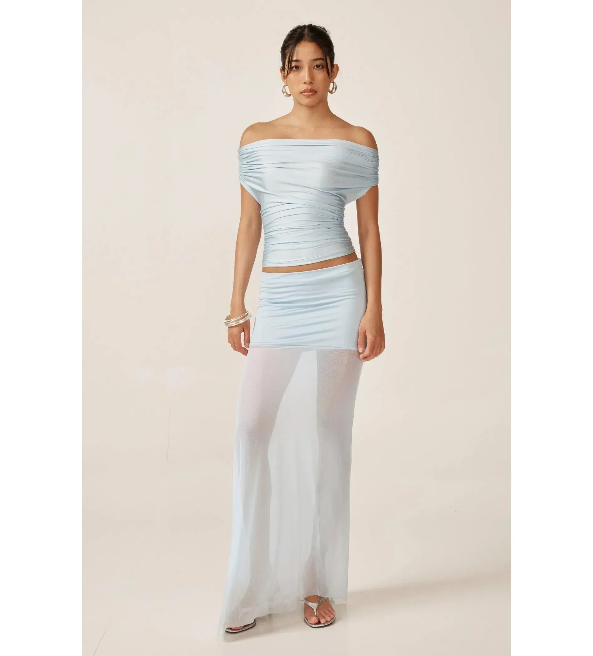 Ance Gria Grace Top & Skirt Set Sky Blue Size M AU 10  - Image 1