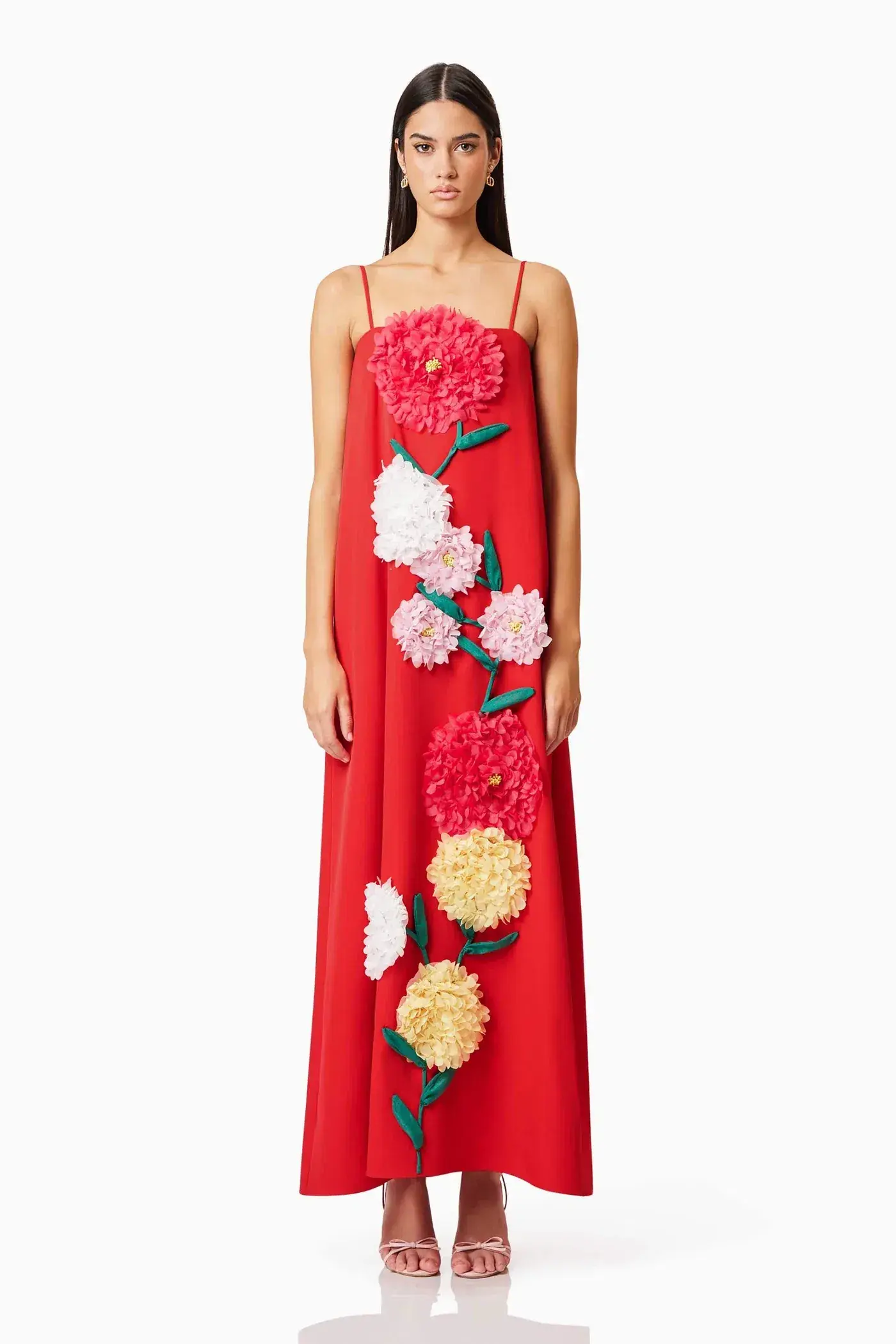 Elliat Buttercup Embroidered Maxi Dress In Red Size S / AU 8 - Image 1