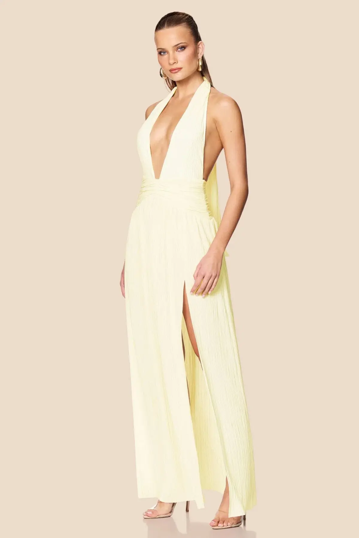 NOOKIE DESIREE HALTER GOWN / YELLOW / SIZE 8 - Image 2