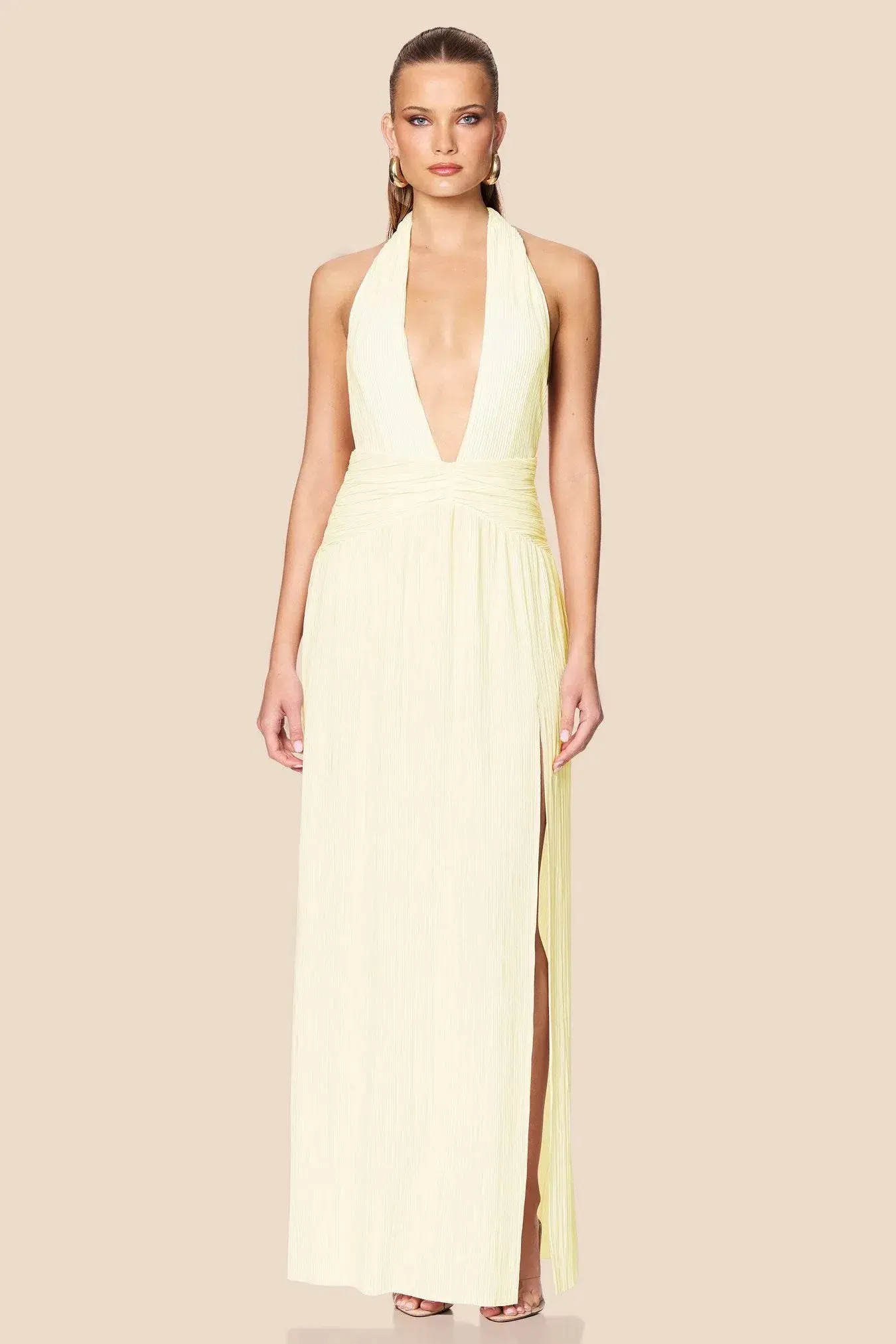 NOOKIE DESIREE HALTER GOWN / YELLOW / SIZE 8 - Image 1