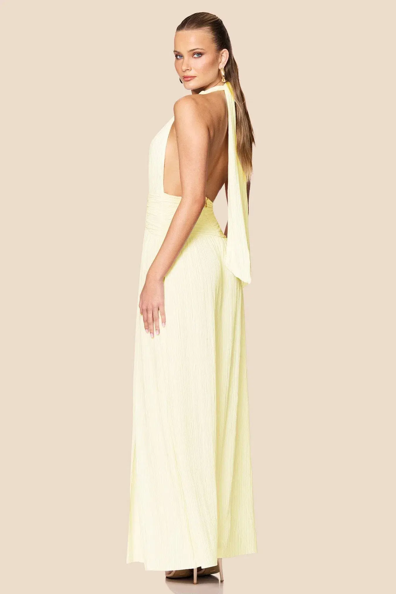 NOOKIE DESIREE HALTER GOWN / YELLOW / SIZE 8 - Image 3