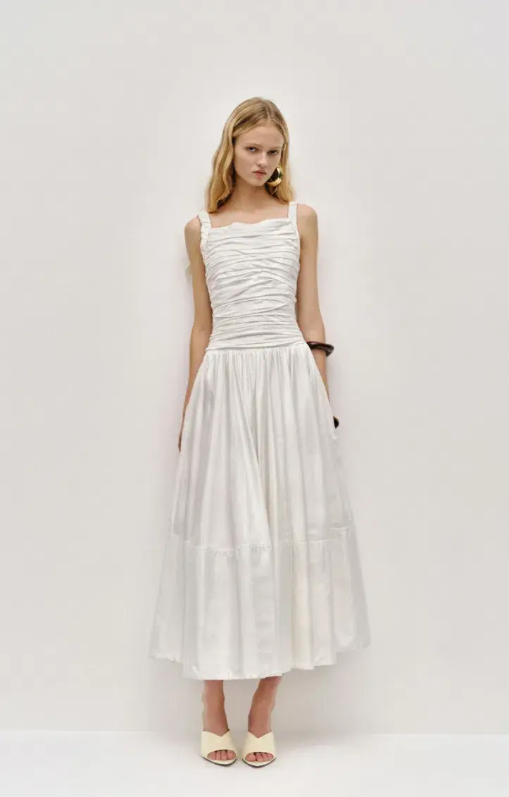 Aje Star Midi Dress Ivory Size 10 for rent on The Volte - main image