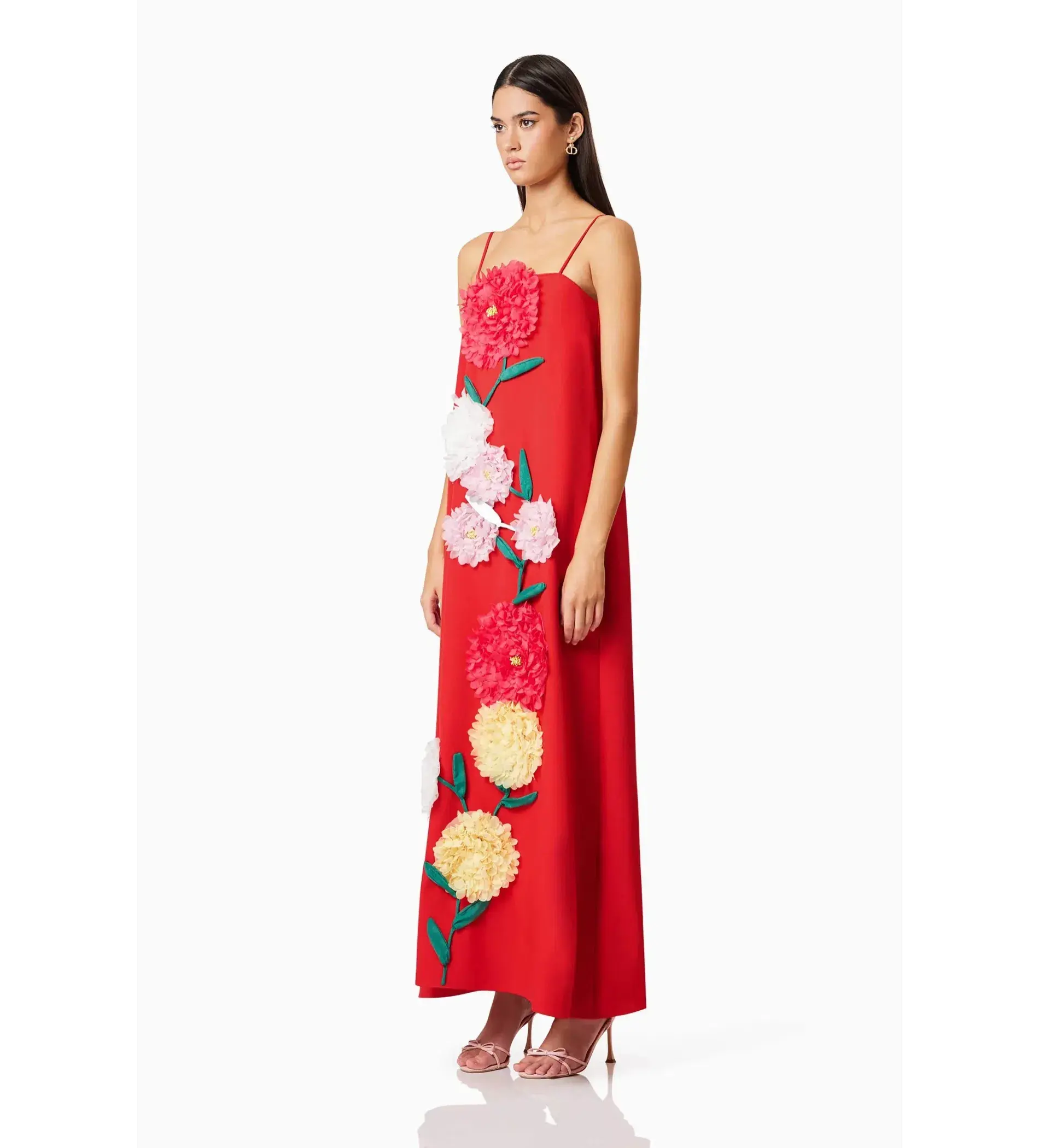 Elliat Buttercup Embroidered Maxi Dress In Red Size XS / AU 6 - Image 2