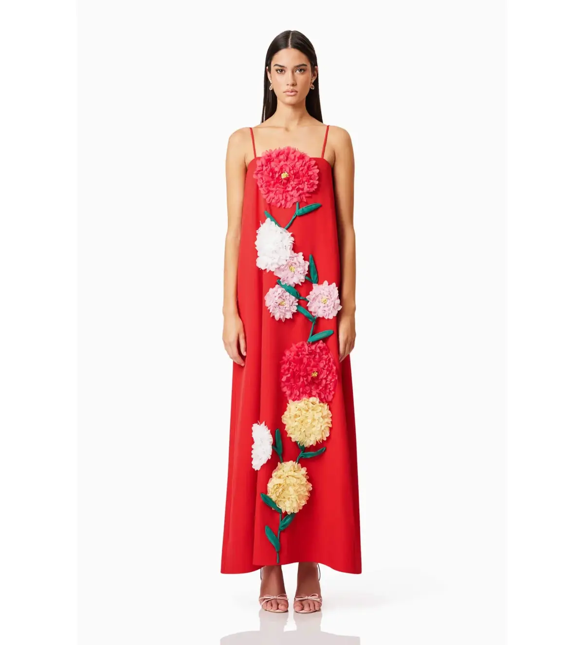 Elliat Buttercup Embroidered Maxi Dress In Red Size XS / AU 6 - Image 1