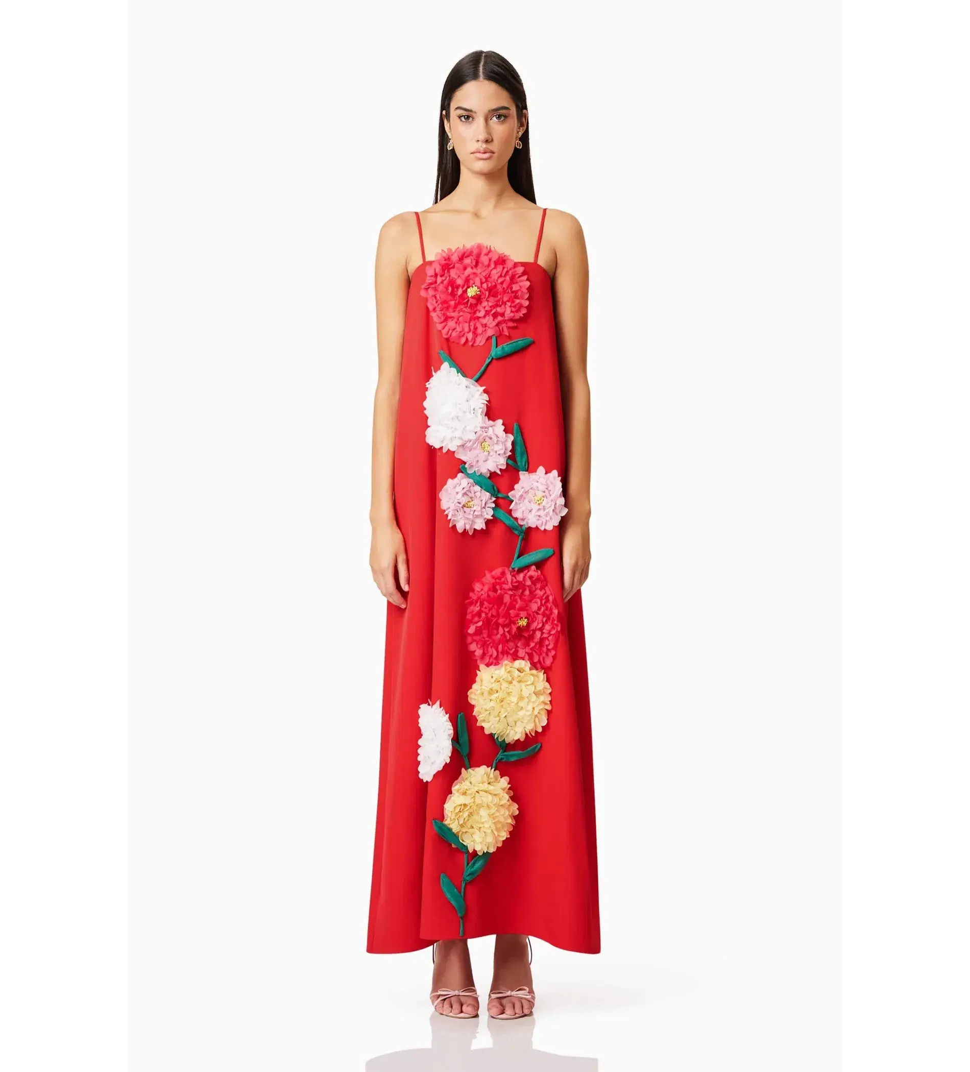 Elliat Buttercup Embroidered Maxi Dress In Red Size XS / AU 6 - Image 1