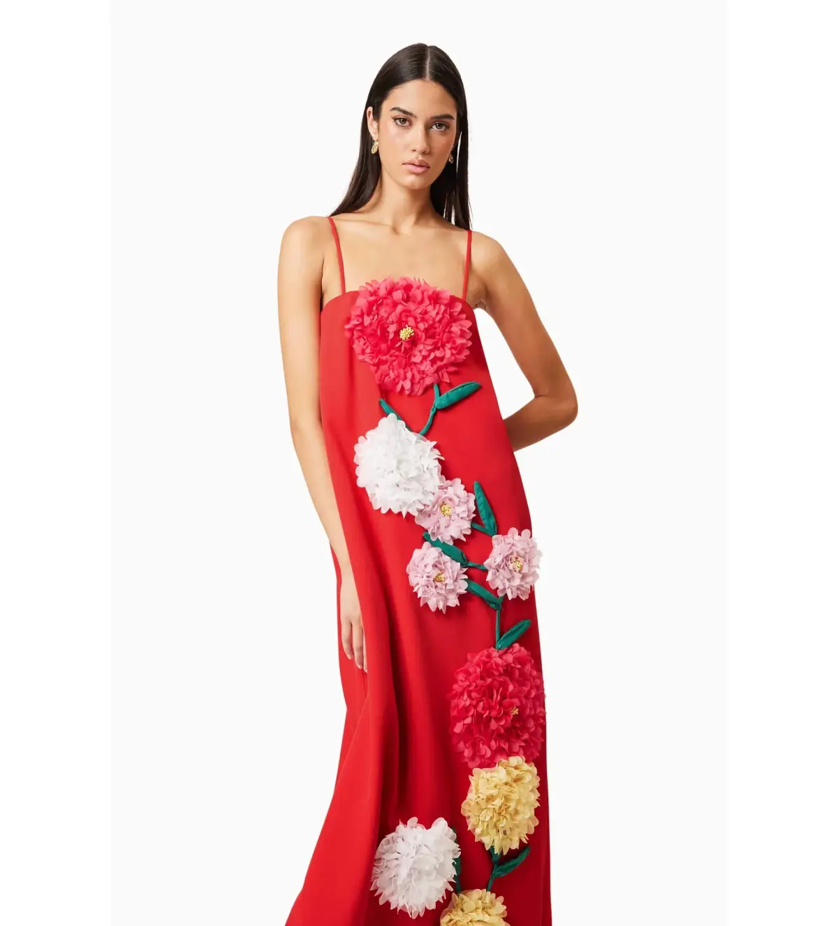 Elliat Buttercup Embroidered Maxi Dress In Red Size XS / AU 6 - Image 4