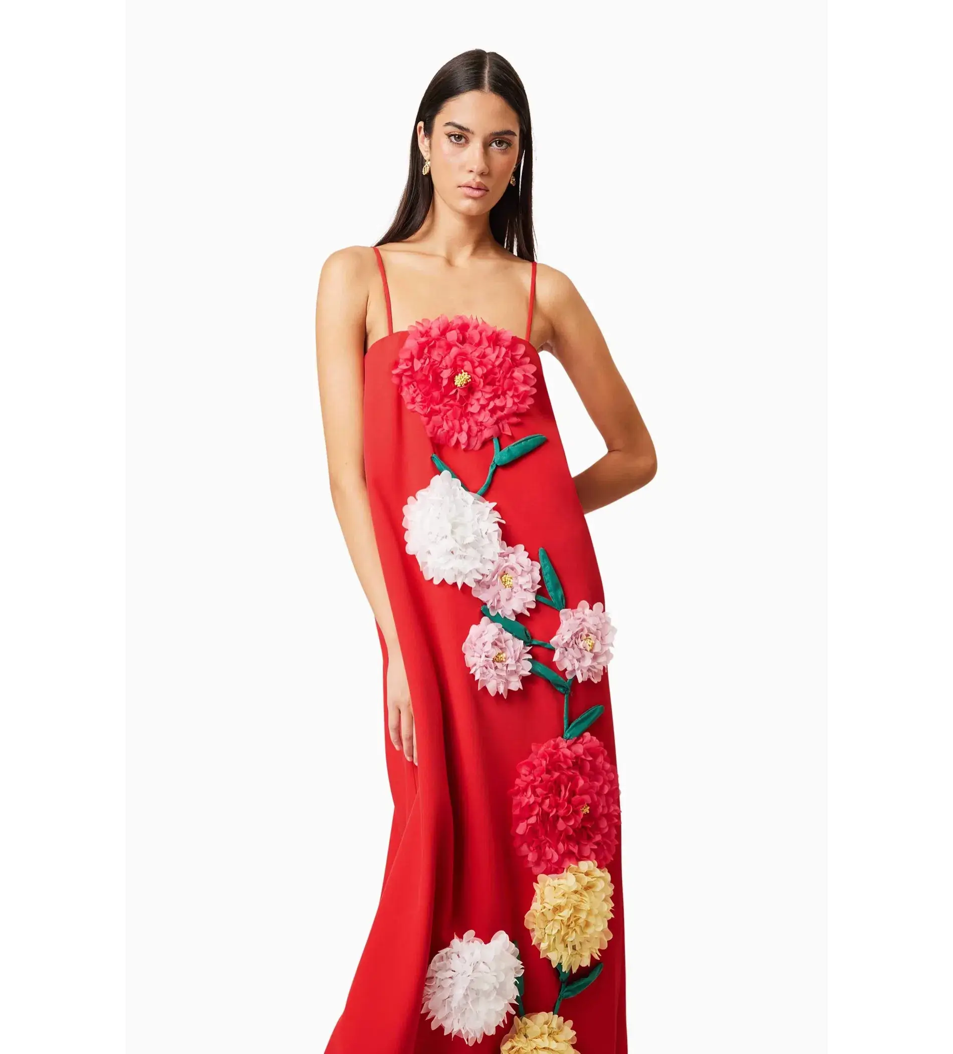 Elliat Buttercup Embroidered Maxi Dress In Red Size XS / AU 6 - Image 4