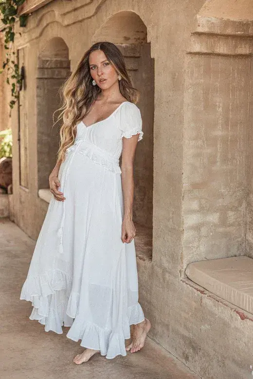 Coven & Co Boho Maternity True Romance Gown White Size M / AU 12 - Image 1