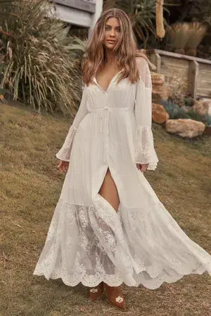 Coven & Co Boho Maternity Full Moon Lace Gown White Size M / AU 12 - Image 6