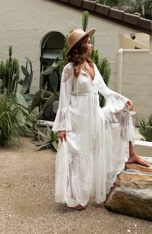 Coven & Co Boho Maternity Full Moon Lace Gown White Size M / AU 12 - Image 9
