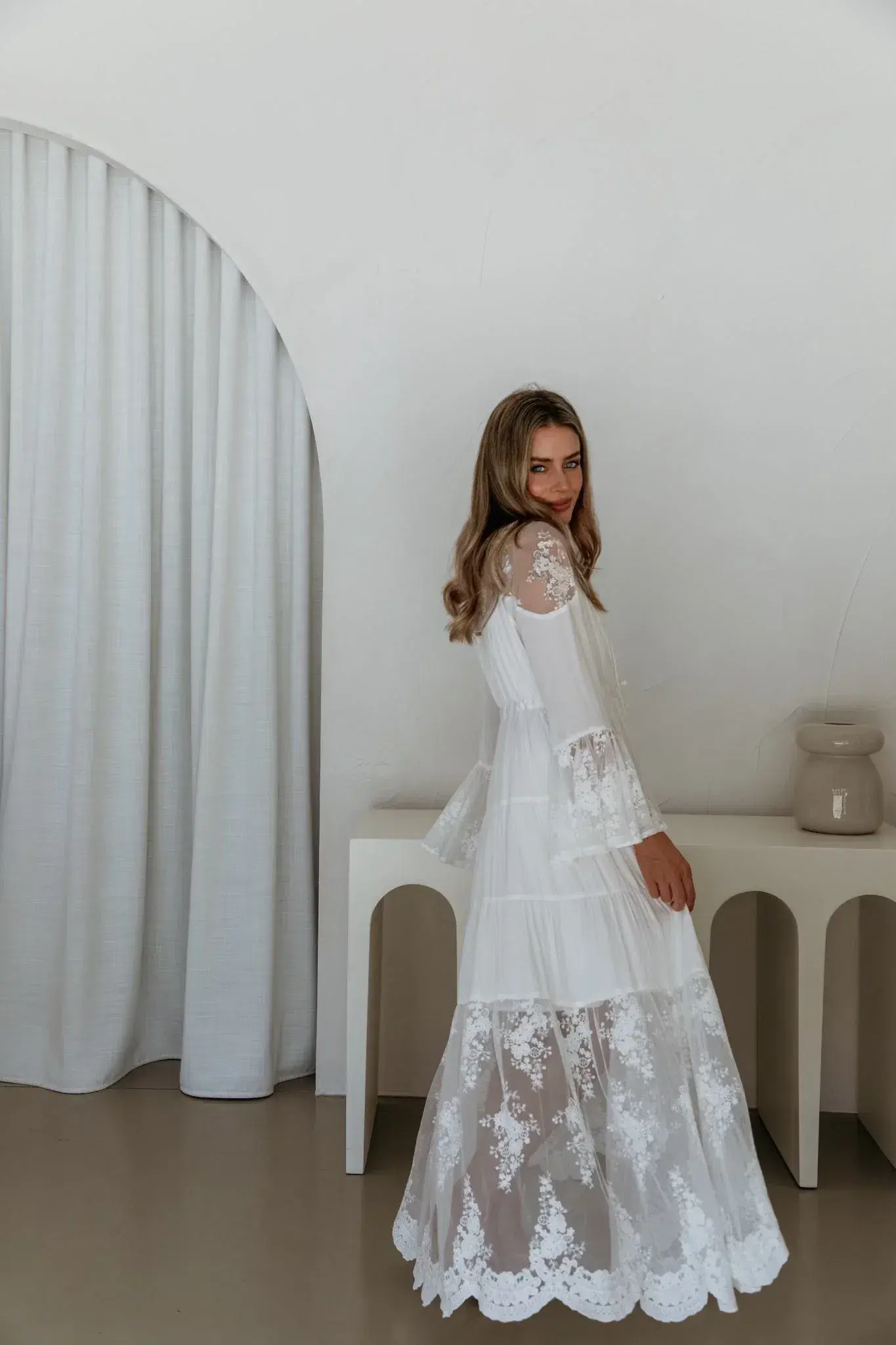 Coven & Co Boho Maternity Full Moon Lace Gown White Size M / AU 12 - Image 5