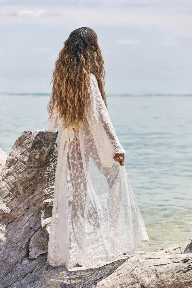 Coven & Co Boho Island Breeze Robe White Lace One Size - Image 2