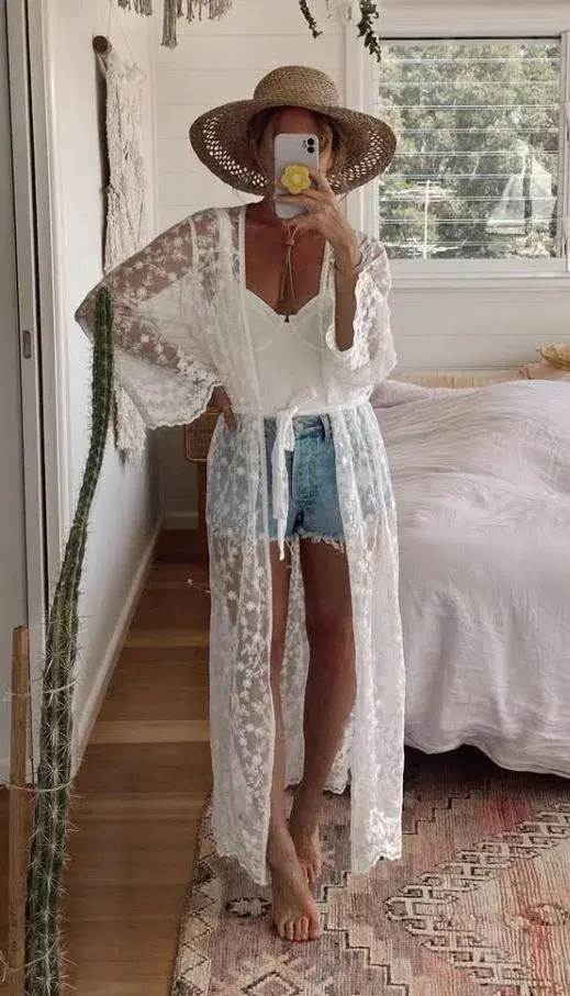 Coven & Co Boho Island Breeze Robe White Lace One Size - Image 9