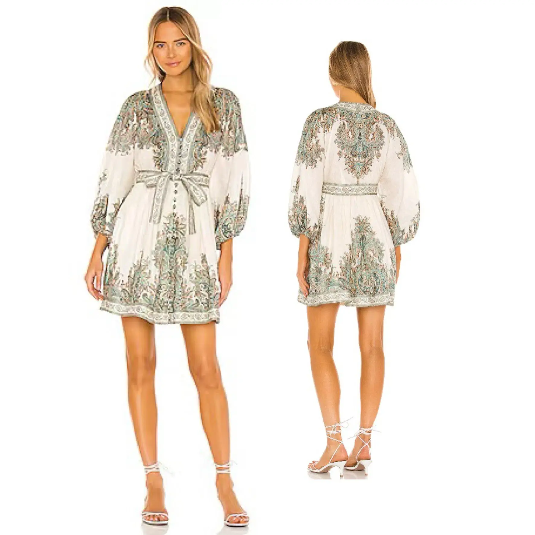 Zimmermann Brighton Paisley Mini Dress in Turquoise Paisley - Image 1