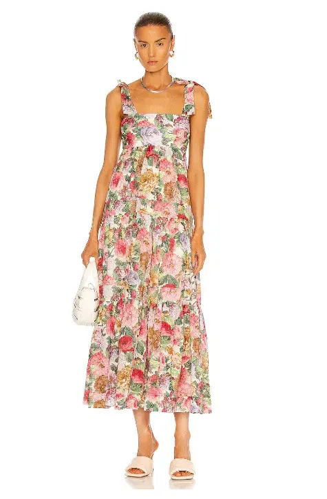 Zimmermann Mae Tie Shoulder Dress Rose Floral - Image 1