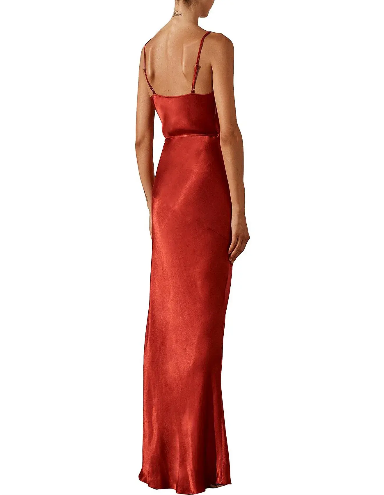SHONA JOY La Lune Bias Cowl Maxi With Split - Red - Image 3