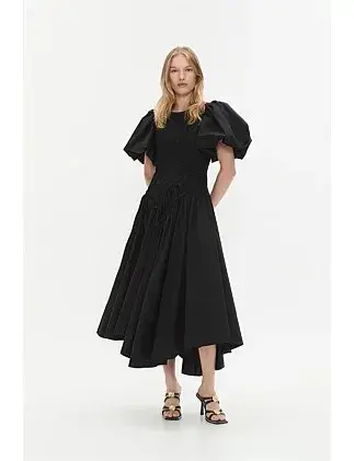 AJE Wisteria Midi Dress Black  Size 10  for rent on The Volte - main image