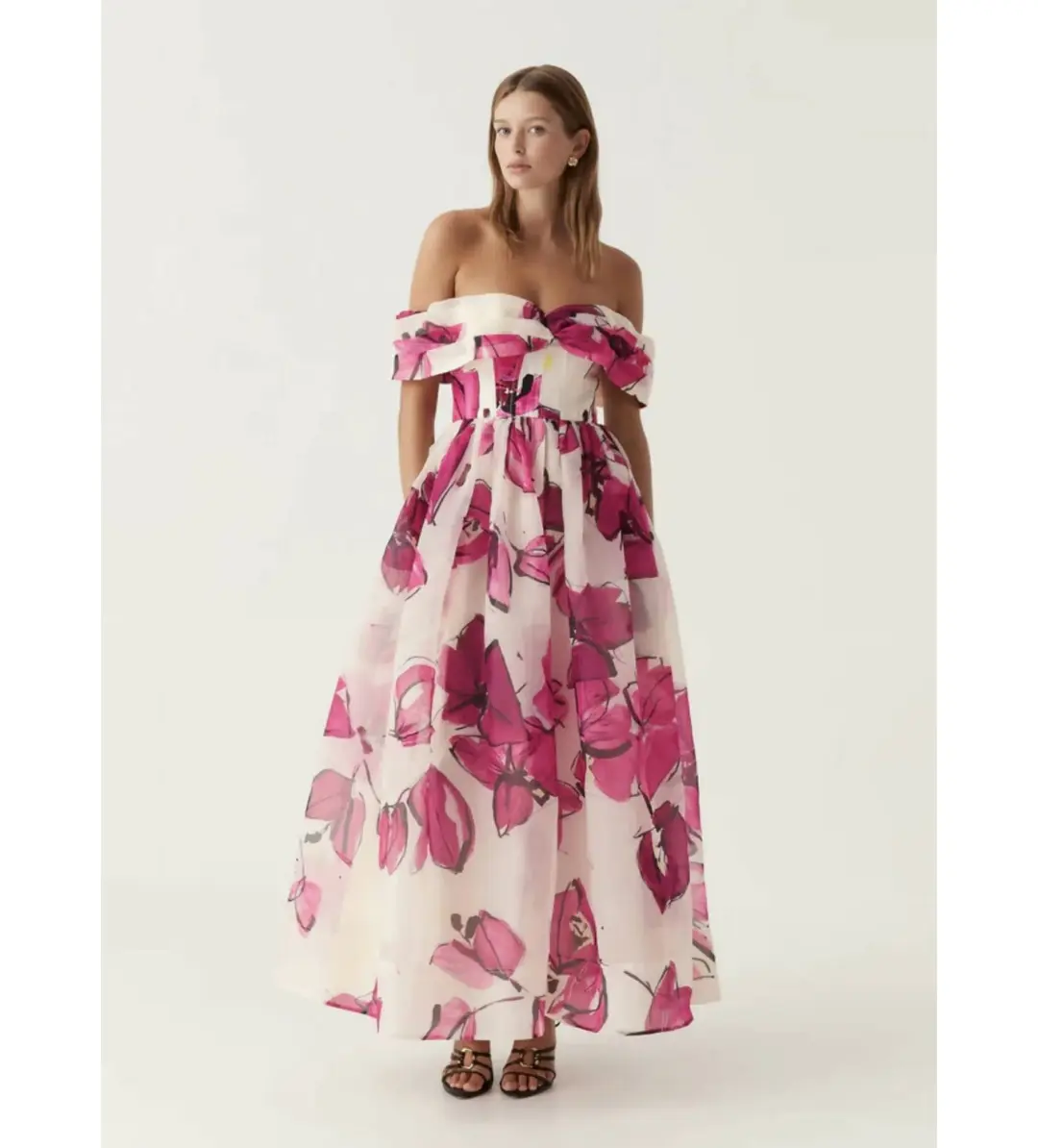 Aje Cordelia Corseted Maxi Dress Floral Pink in Size 8 for rent on The Volte - main image