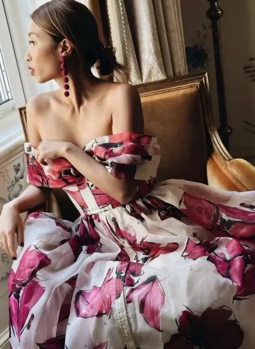 Aje Cordelia Corseted Maxi Dress Floral Pink in Size 8 - Image 3