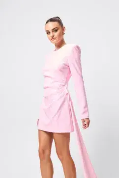 MOSSMAN SENSE OF MYSTERY DRAPED MINI DRESS / PINK / SIZE 12 - Image 7