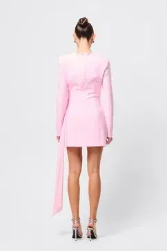 MOSSMAN SENSE OF MYSTERY DRAPED MINI DRESS / PINK / SIZE 14 for rent on The Volte - main image