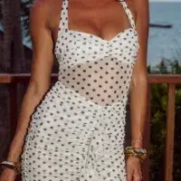 Runaway The Label Tallula Maxi Dress White Polka Dot size Medium / 10 for rent on The Volte - main image