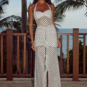 Runaway The Label Tallula Maxi Dress White Polka Dot size Medium / 10 for rent on The Volte - main image