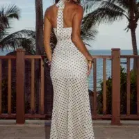 Runaway The Label Tallula Maxi Dress White Polka Dot size Medium / 10 for rent on The Volte - main image